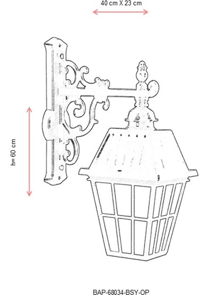 BAP-68034-BSY-OP Siyah Boyalı Dış Mekan Aydınlatma E27 Aluminyum Cam 40x23cm modelleri