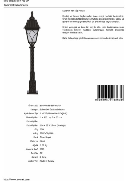 BSU-68038-BSY-M1-OP Siyah Boyalı Dış Mekan Aydınlatma E27 Aluminyum Cam 23cm fırsatları