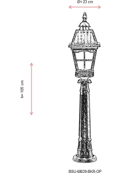 BSU-68039-BKR-OP Kahverengi Boyalı Dış Mekan Aydınlatma E27 Aluminyum Cam 23cm