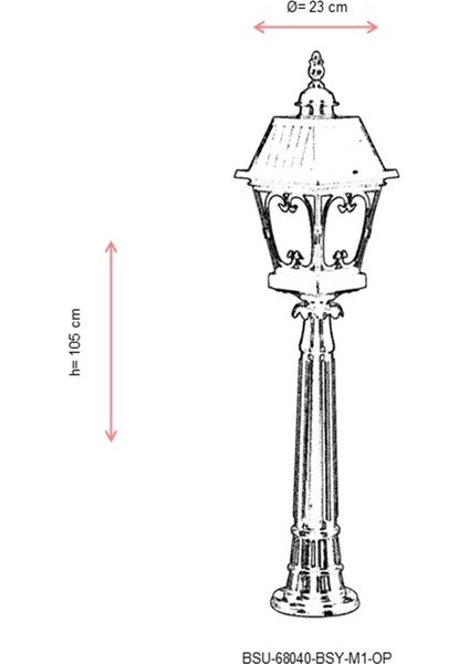 BSU-68040-BSY-M1-OP Siyah Boyalı Dış Mekan Aydınlatma E27 Aluminyum Cam 23cm modelleri