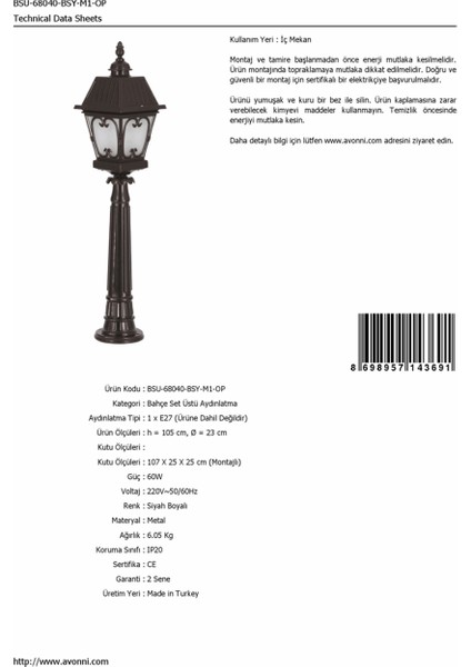 BSU-68040-BSY-M1-OP Siyah Boyalı Dış Mekan Aydınlatma E27 Aluminyum Cam 23cm fırsatları