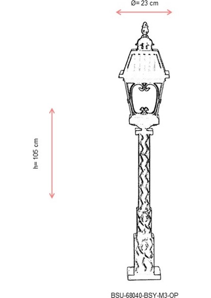 BSU-68040-BSY-M3-OP Siyah Boyalı Dış Mekan Aydınlatma E27 Aluminyum Cam 23cm modelleri