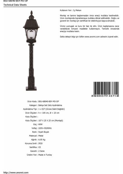 BSU-68040-BSY-M3-OP Siyah Boyalı Dış Mekan Aydınlatma E27 Aluminyum Cam 23cm fırsatları