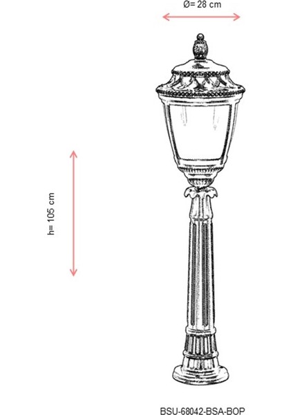 BSU-68042-BSA-BOP Sarı Boyalı Dış Mekan Aydınlatma E27 Aluminyum Polikarbon Cam 28cm