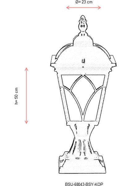 BSU-68043-BSY-KOP Siyah Boyalı Dış Mekan Aydınlatma E27 Aluminyum Cam 23cm modelleri