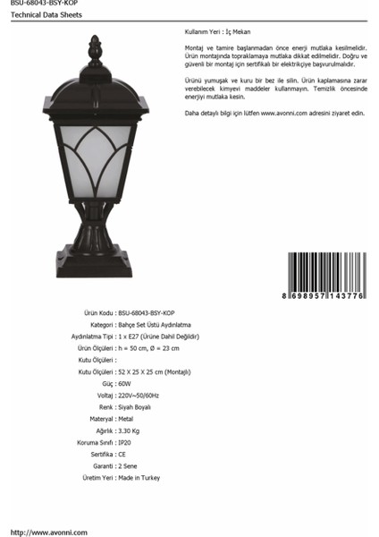 BSU-68043-BSY-KOP Siyah Boyalı Dış Mekan Aydınlatma E27 Aluminyum Cam 23cm fırsatları