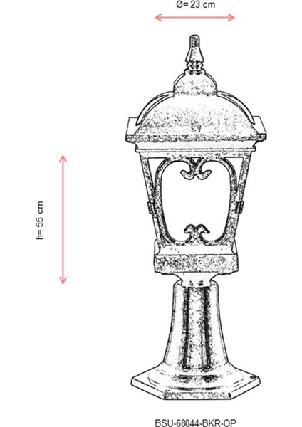 BSU-68044-BKR-OP Kahverengi Boyalı Dış Mekan Aydınlatma E27 Aluminyum Cam 23cm