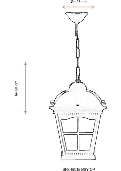 AVONNI BFE-68045-BSY-OP Siyah Boyalı Dış Mekan Aydınlatma E27 Aluminyum Cam 23cm