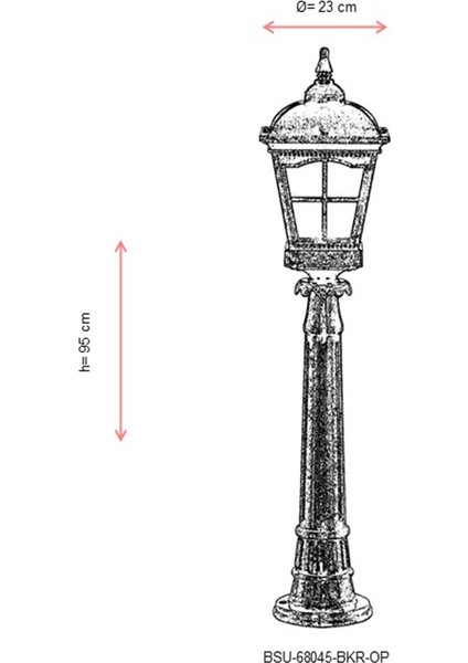 BSU-68045-BKR-OP Kahverengi Boyalı Dış Mekan Aydınlatma E27 Aluminyum Cam 23cm modelleri