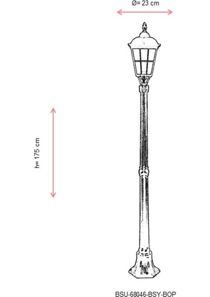 BSU-68046-BSY-BOP Siyah Boyalı Dış Mekan Aydınlatma E27 Aluminyum Döküm Dip Cam 23cm modelleri