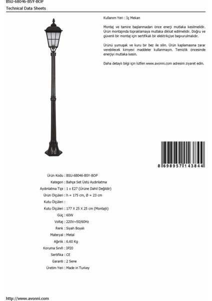 BSU-68046-BSY-BOP Siyah Boyalı Dış Mekan Aydınlatma E27 Aluminyum Döküm Dip Cam 23cm fırsatları