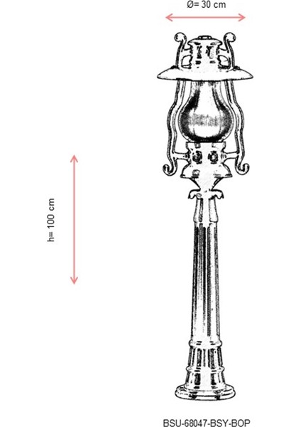 BSU-68047-BSY-BOP Siyah Boyalı Dış Mekan Aydınlatma E27 Aluminyum Akrilik Cam 30cm modelleri