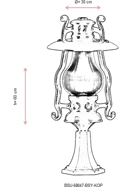 BSU-68047-BSY-KOP Siyah Boyalı Dış Mekan Aydınlatma E27 Aluminyum Akrilik Cam 30cm modelleri