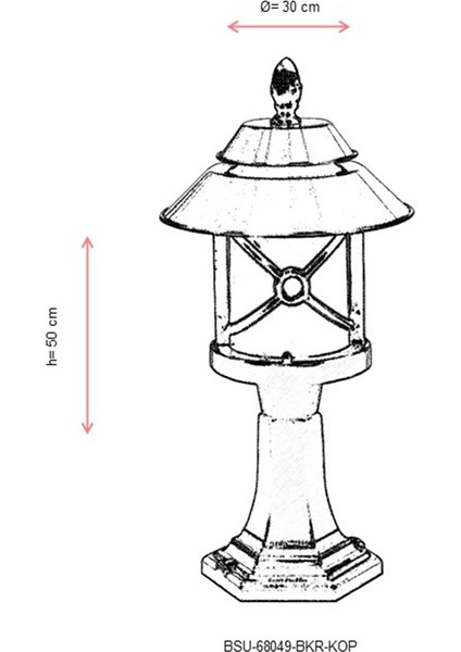 BSU-68049-BKR-KOP Kahverengi/Siyah Boyalı Dış Mekan Aydınlatma E27 Aluminyum Polikarbon Cam 30cm modelleri