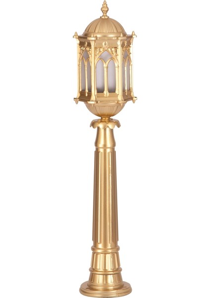 BSU-68051-BSA-BOP Sarı Boyalı Dış Mekan Aydınlatma E27 Aluminyum Döküm Dip Polikarbon Cam 20cm