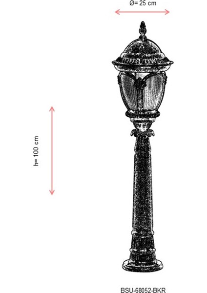 BSU-68052-BKR Kahverengi Boyalı Dış Mekan Aydınlatma E27 Aluminyum Polikarbon Cam 25cm modelleri