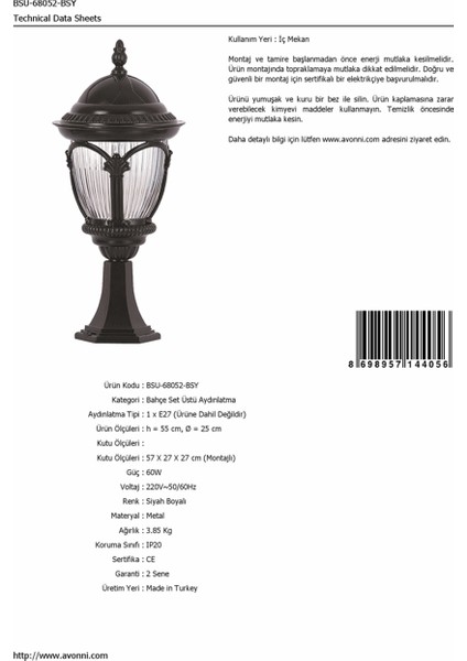 BSU-68052-BSY Siyah Boyalı Dış Mekan Aydınlatma E27 Aluminyum Polikarbon Cam 25cm fırsatları