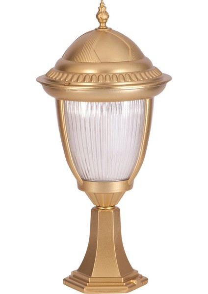 BSU-68053-BSA-K Sarı Boyalı Dış Mekan Aydınlatma E27 Aluminyum Döküm Dip Polikarbon Cam 25cm