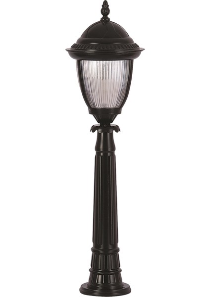BSU-68053-BSY-B Siyah Boyalı Dış Mekan Aydınlatma E27 Aluminyum Döküm Dip Polikarbon Cam 25cm
