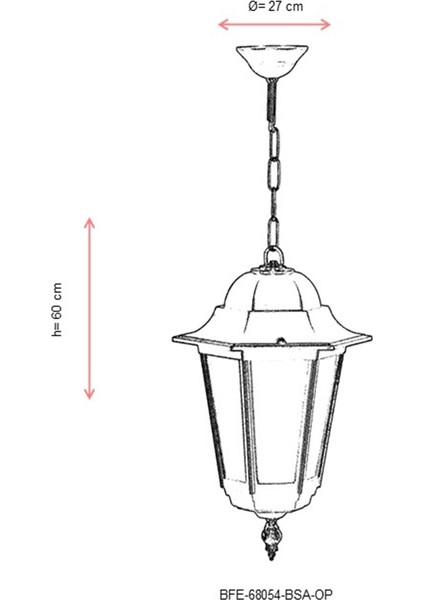 BFE-68054-BSA-OP Sarı Boyalı Dış Mekan Aydınlatma E27 Aluminyum Döküm Dip Polikarbon Cam 27cm