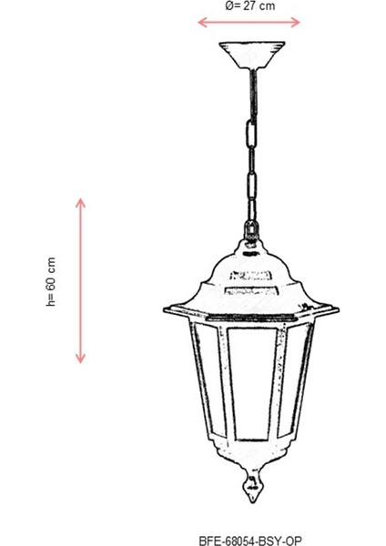BFE-68054-BSY-OP Siyah Boyalı Dış Mekan Aydınlatma E27 Aluminyum Polikarbon Cam 27cm