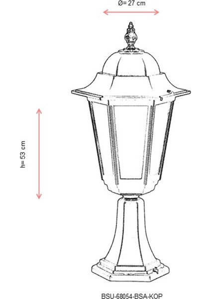 BSU-68054-BSA-KOP Sarı Boyalı Dış Mekan Aydınlatma E27 Aluminyum Döküm Dip Polikarbon Cam 27cm modelleri