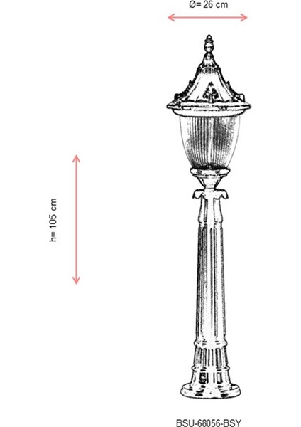 BSU-68056-BSY Siyah Boyalı Dış Mekan Aydınlatma E27 Aluminyum Polikarbon Cam 26cm