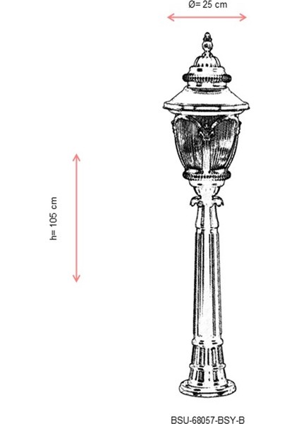 BSU-68057-BSY-B Kahverengi/Siyah Boyalı Dış Mekan Aydınlatma E27 Aluminyum Polikarbon Cam 25cm modelleri
