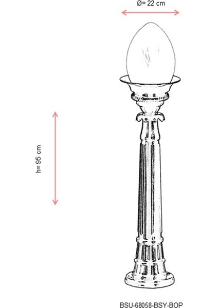 BSU-68058-BSY-BOP Siyah Boyalı Dış Mekan Aydınlatma E27 Aluminyum Akrilik Cam 22cm
