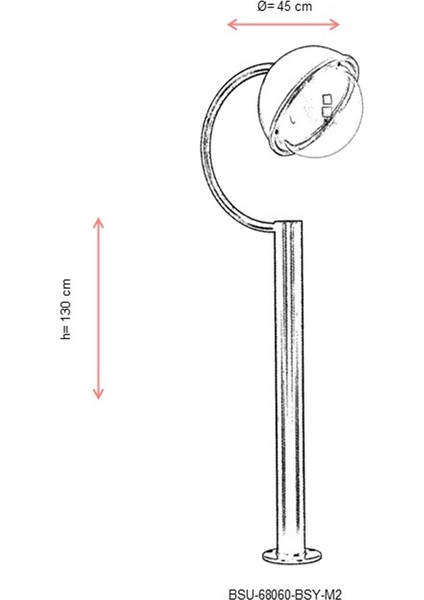 BSU-68060-BSY-M2 Sarı/Siyah Boyalı Dış Mekan Aydınlatma E27 Aluminyum Polikarbon Cam 45cm
