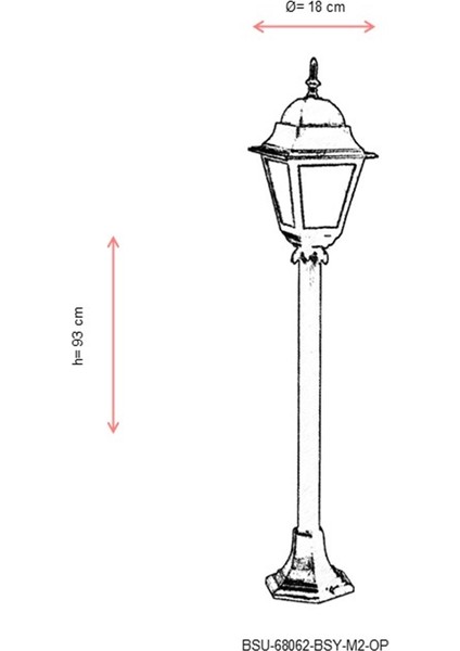 BSU-68062-BSY-M2-OP Siyah Boyalı Dış Mekan Aydınlatma E27 Aluminyum Polikarbon Cam 18cm