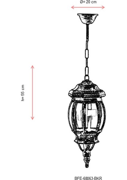 BFE-68063-BKR Kahverengi Boyalı Dış Mekan Aydınlatma E27 Aluminyum Polikarbon Cam 20cm modelleri