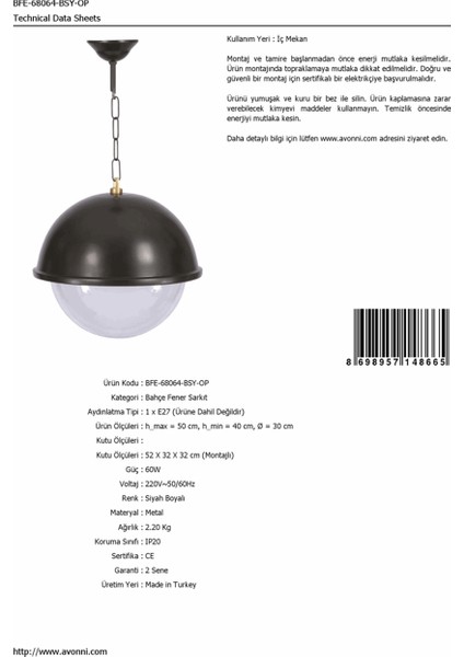 BFE-68064-BSY-OP Siyah Boyalı Dış Mekan Aydınlatma E27 Aluminyum Polikarbon Cam 30cm fırsatları