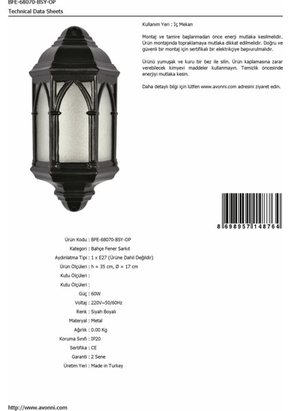 BFE-68070-BSY-OP Siyah Boyalı Dış Mekan Aydınlatma E27 Aluminyum Polikarbon Cam 17cm fırsatları