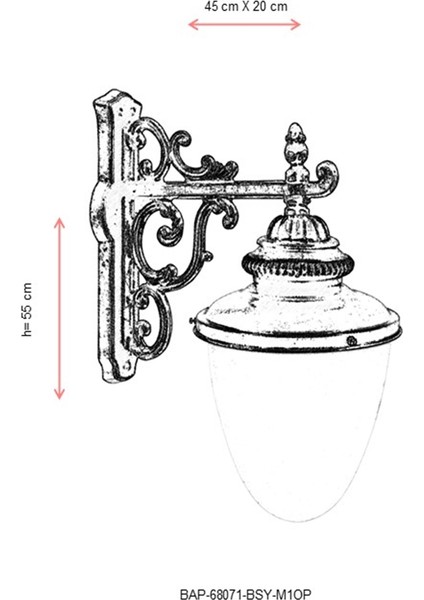 BAP-68071-BSY-M1OP Siyah Boyalı Dış Mekan Aydınlatma E27 Aluminyum Polikarbon Cam 45x20cm modelleri