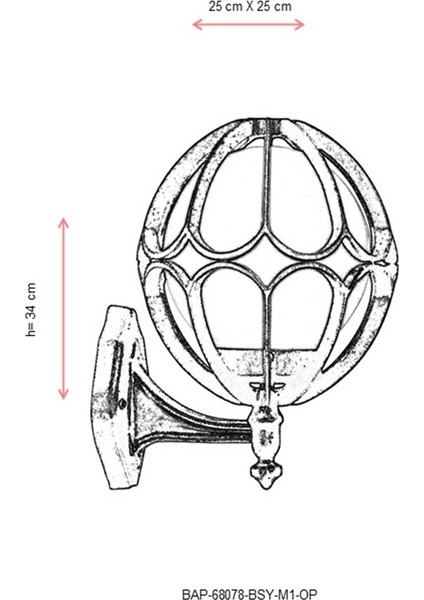 BAP-68078-BSY-M1-OP Siyah Boyalı Dış Mekan Aydınlatma E27 Aluminyum Polietilen Cam 25x25cm