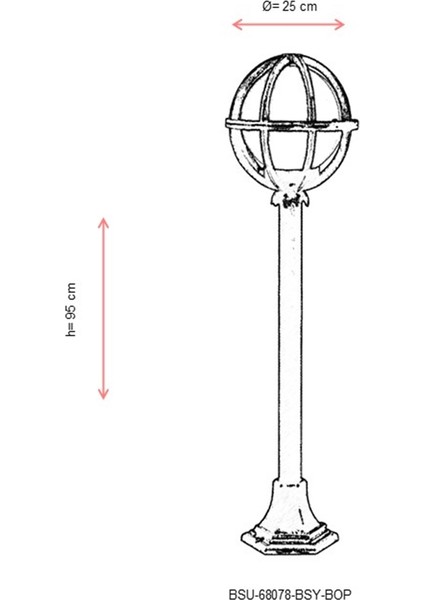 BSU-68078-BSY-BOP Siyah Boyalı Dış Mekan Aydınlatma E27 Aluminyum Polietilen Cam 25cm modelleri