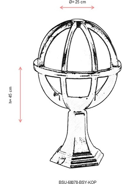 BSU-68078-BSY-KOP Siyah Boyalı Dış Mekan Aydınlatma E27 Aluminyum Polietilen Cam 25cm modelleri