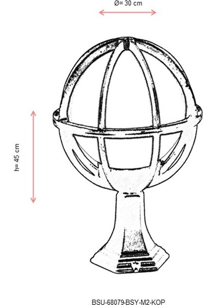 BSU-68079-BSY-M2-KOP Siyah Boyalı Dış Mekan Aydınlatma E27 Aluminyum Polietilen Cam 30cm modelleri