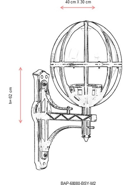BAP-68080-BSY-M2 Siyah Boyalı Dış Mekan Aydınlatma E27 ABS Akrilik Cam 40x30cm modelleri