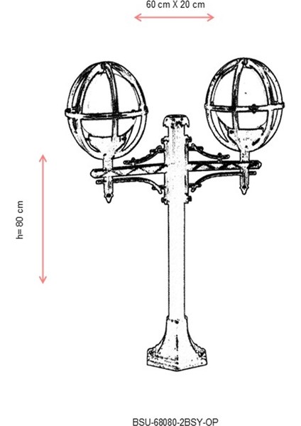 BSU-68080-2BSY-OP Siyah Boyalı Dış Mekan Aydınlatma E27 ABS Polietilen Cam 60x20cm modelleri