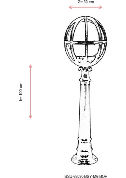 BSU-68080-BSY-M6-BOP Siyah Boyalı Dış Mekan Aydınlatma E27 ABS Polietilen Cam 30cm modelleri