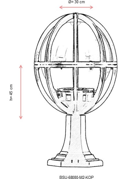 BSU-68080-M2-KOP Siyah Boyalı Dış Mekan Aydınlatma E27 Aluminyum Akrilik Cam 30cm modelleri