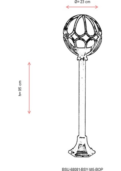 BSU-68081-BSY-M5-BOP Siyah Boyalı Dış Mekan Aydınlatma E27 ABS Polietilen Cam 23cm modelleri