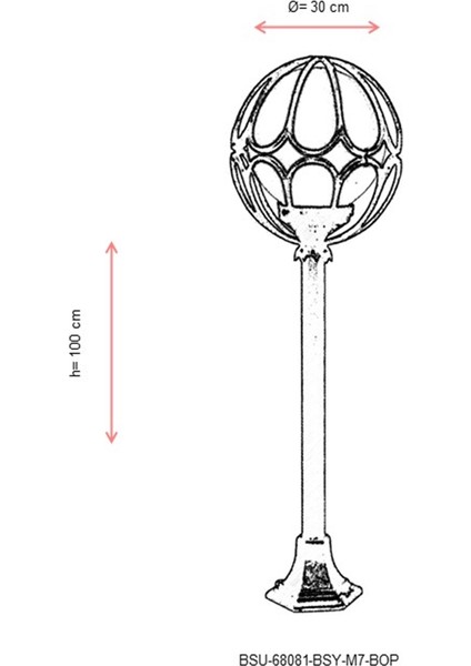 BSU-68081-BSY-M7-BOP Siyah Boyalı Dış Mekan Aydınlatma E27 ABS Polietilen Cam 30cm modelleri