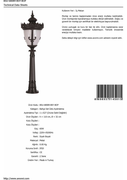 BSU-68089-BSY-BOP Siyah Boyalı Dış Mekan Aydınlatma E27 Aluminyum Döküm Dip Polikarbon Cam 32cm fırsatları