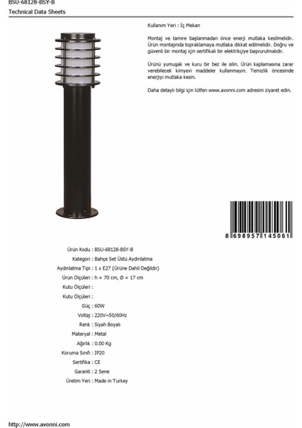 BSU-68128-BSY-B Siyah Boyalı Dış Mekan Aydınlatma E27 Aluminyum Polikarbon Cam 17cm fırsatları