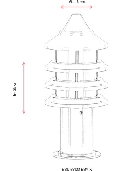 BSU-68133-BBY-K Beyaz Boyalı Dış Mekan Aydınlatma E27 Aluminyum Polikarbon Cam 18cm modelleri