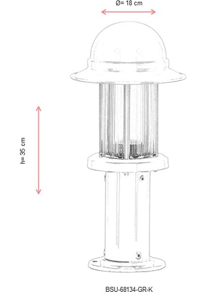 BSU-68134-GR-K Beyaz Boyalı Dış Mekan Aydınlatma E27 Aluminyum Polikarbon Cam 18cm modelleri
