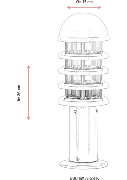 BSU-68136-GR-K Beyaz Boyalı Dış Mekan Aydınlatma E27 Aluminyum Polikarbon Cam 13cm modelleri